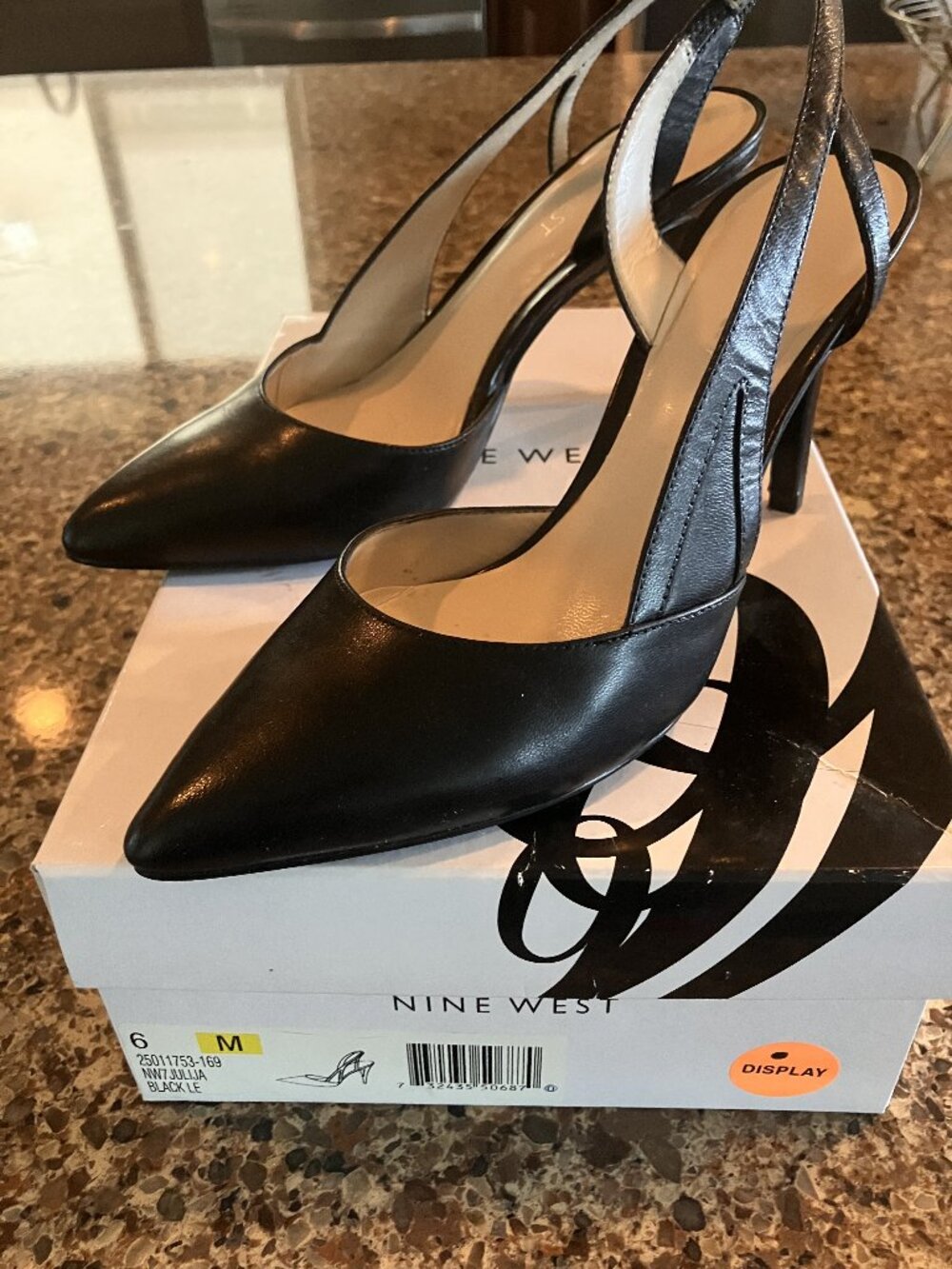 Nine West Julija black leather slingback 6